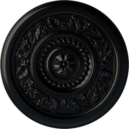 Marseille Ceiling Medallion (Fits Canopies Up To 4 1/4), Hand-Painted Jet Black, 16 1/8OD X 5/8P